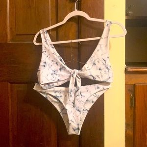 Marble/granite print two piece bikini set